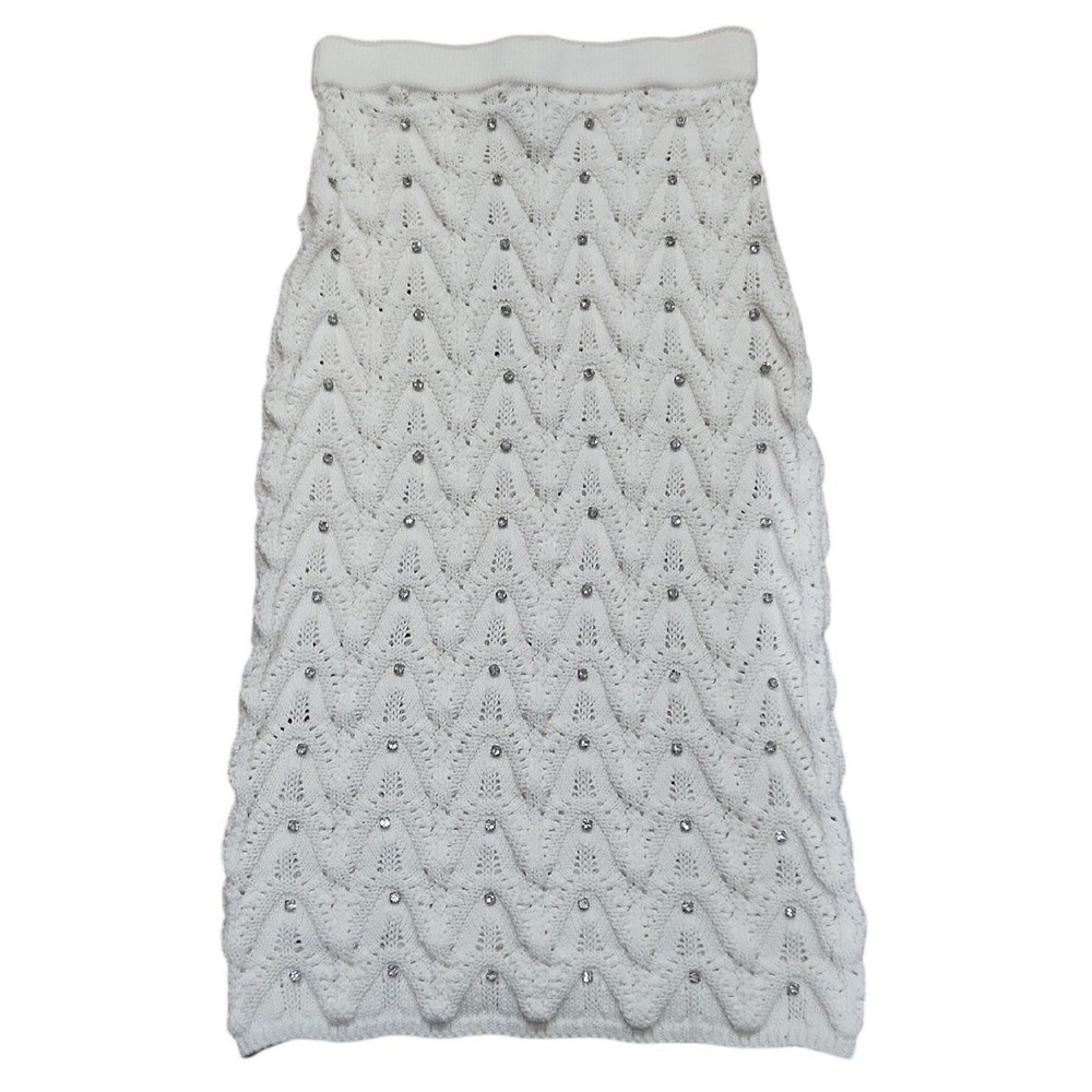 Industry Knit Crystal Baddie Sweater‎ Midi Rich Mom Pencil Skirt Stretch Small